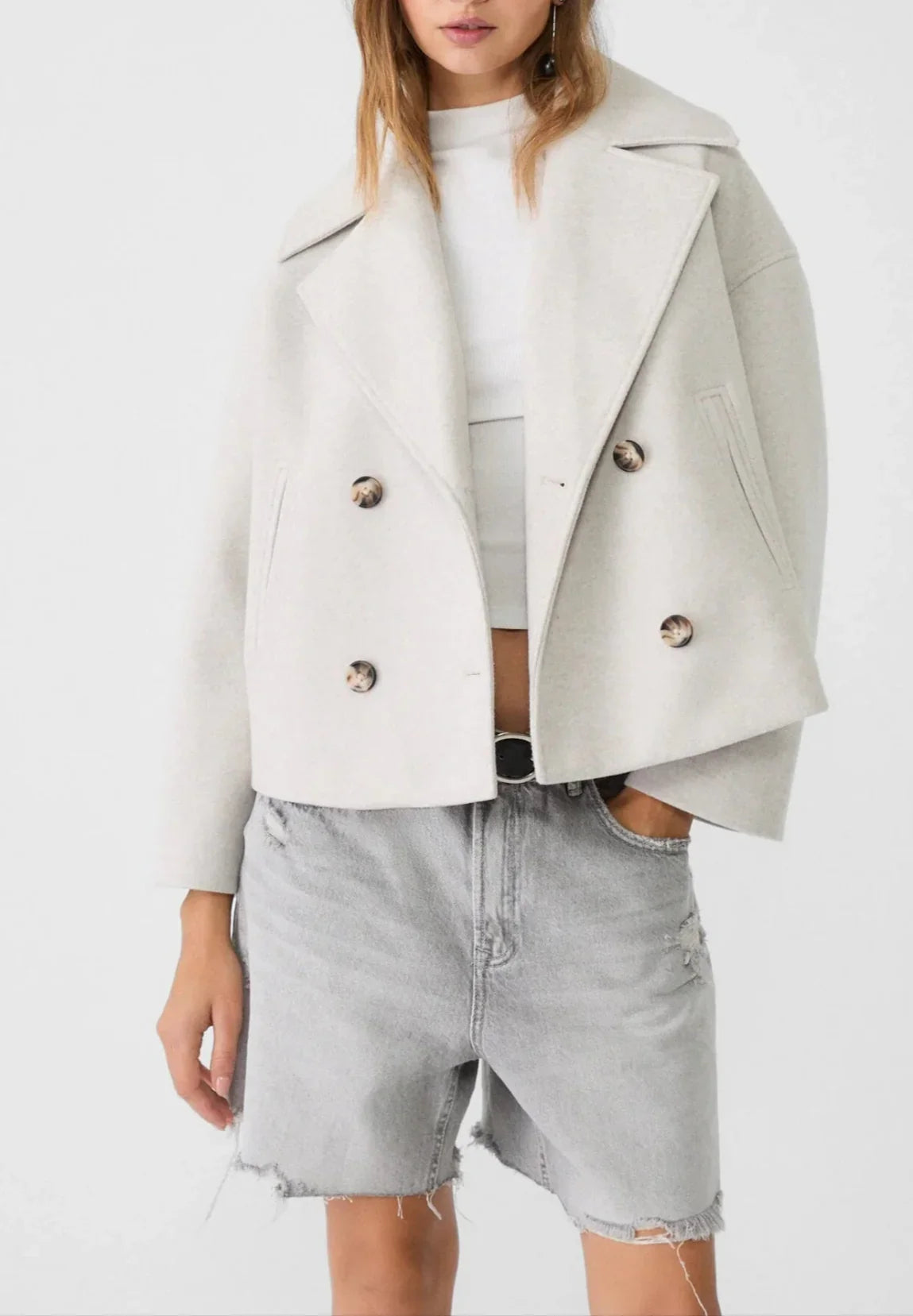 Kvinnors Kort Dubbelknäppt Kavaj 1