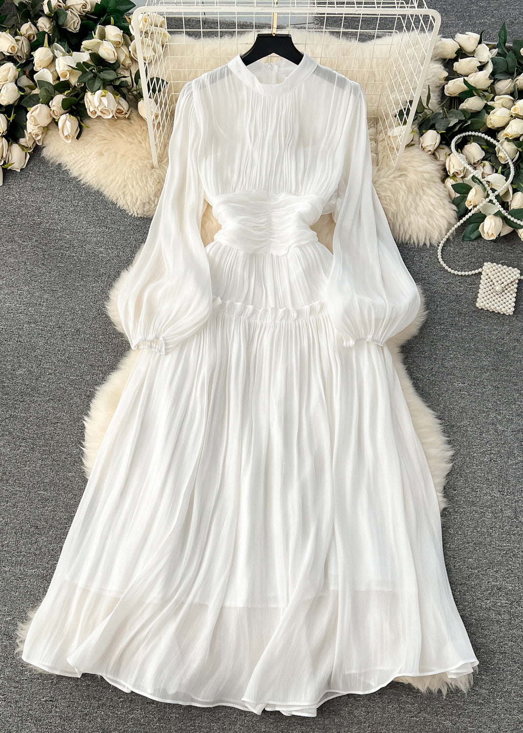 Kvinnors Långärmad Klänning Patchwork Stil 2