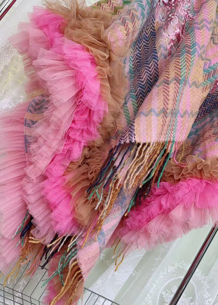 Kvinnors Långärmad Klänning Tyll och Patchwork 4