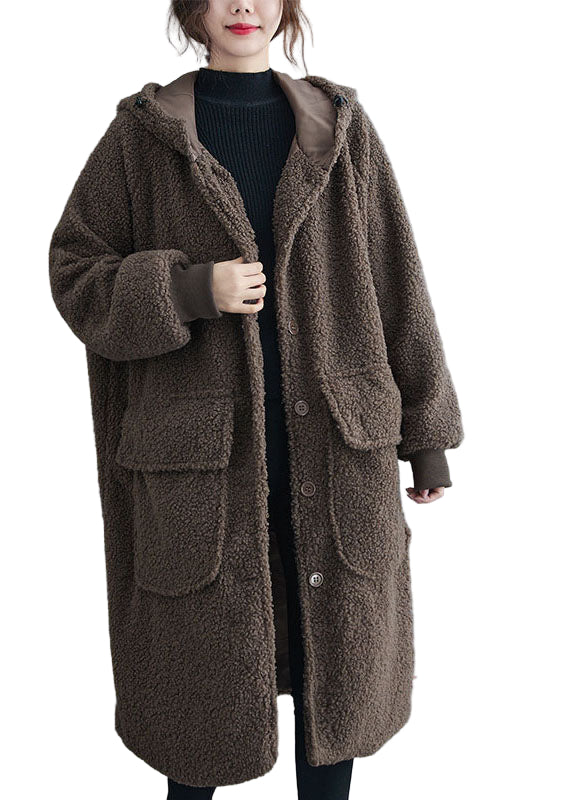 Kvinnors Långärmad Parkas med Huva och Fickor 0