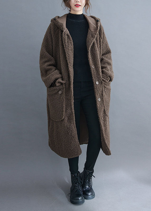 Kvinnors Långärmad Parkas med Huva och Fickor 1