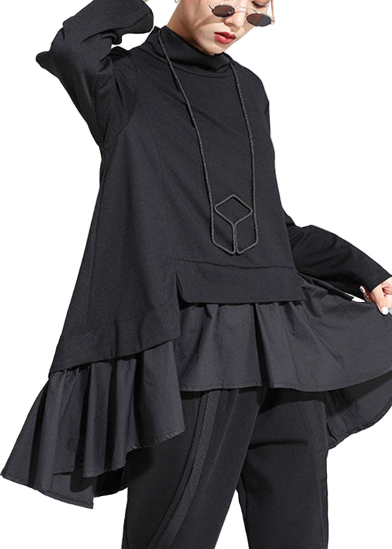 Kvinnors Långärmad Top med Asymmetrisk Design 0