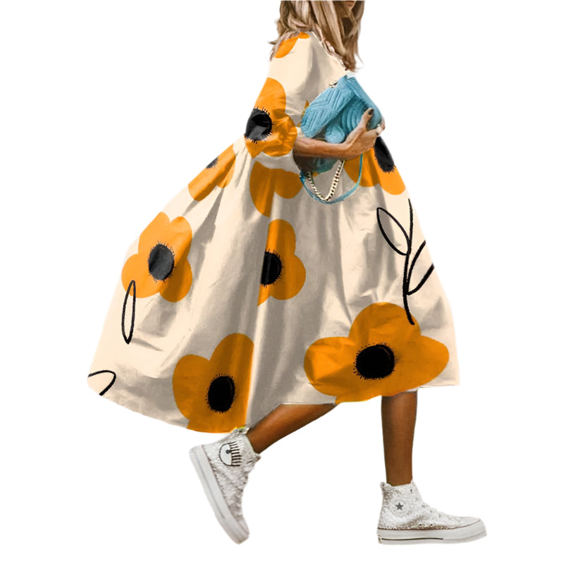 Kvinnors Midi Klänning Flödande Design 0