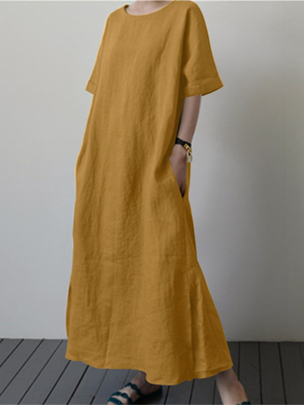 Kvinnors Midi Klänning Med Bälte Mjuk Material Sidoflik 4