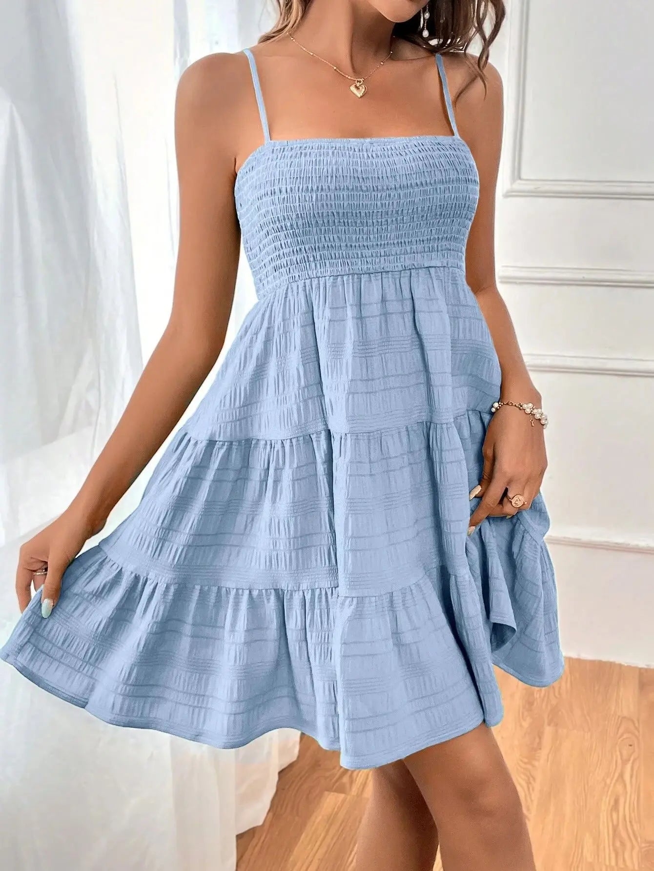 Kvinnors Mini-klänning med Spaghetti-remmar 10