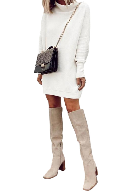 Kvinnors Miniklänning med Mockneck och Drop Shoulder 2