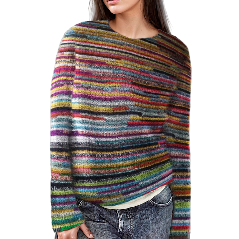 Kvinnors Mönstrad Tröja med Avslappnad Passform 0