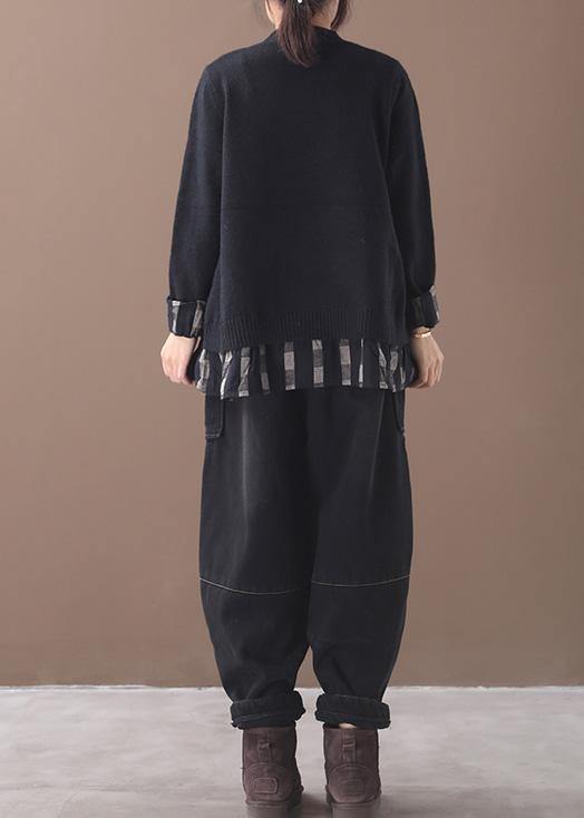 Kvinnors Oversized Tröja med Falska Två Delar 3