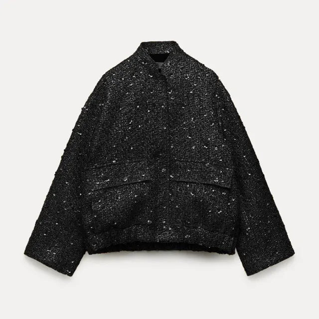 Kvinnors Paljettjacka Trendig 7