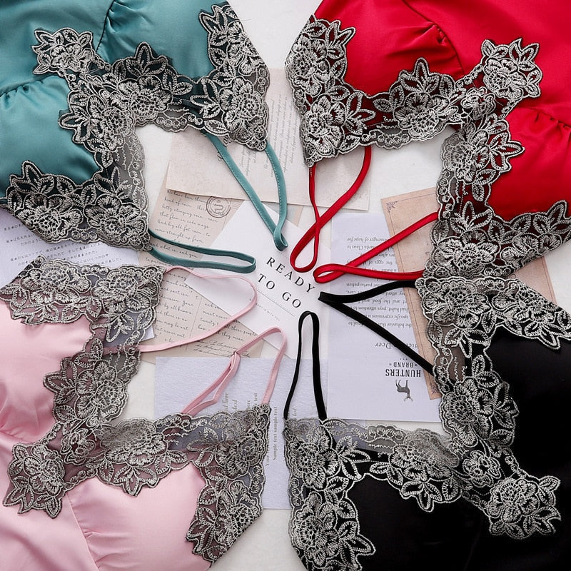 Kvinnors Pyjamas Set Knäppning Stilren 3