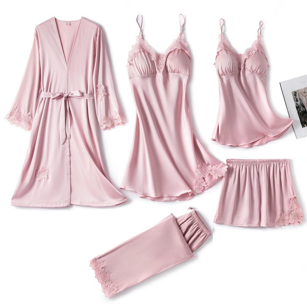 Kvinnors Pyjamas Set Knäppning Stilren 8