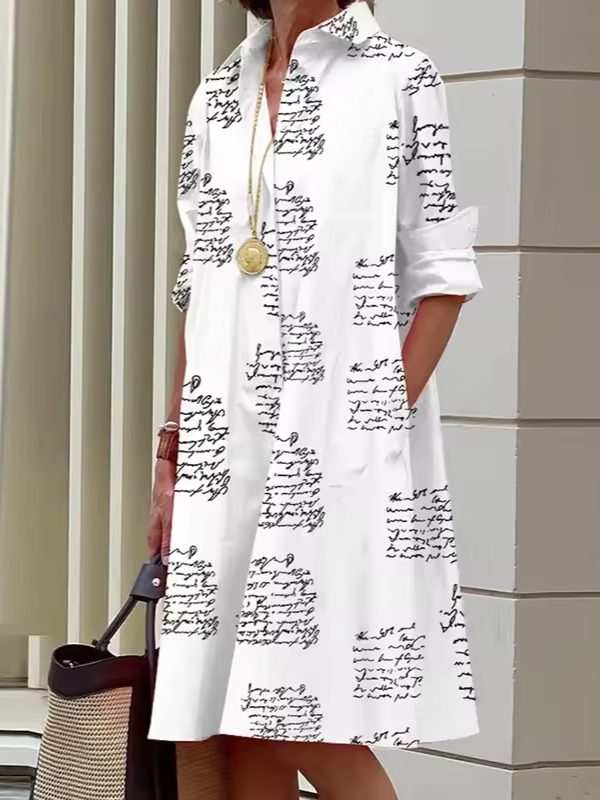 Kvinnors Skjortklänning Avslappnad Stil Polyester 5