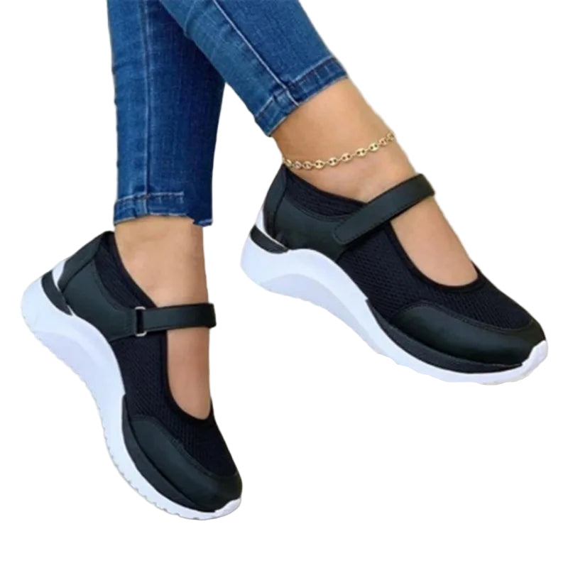 Kvinnors Sneakers Rundad Tå Stickad Tjock Sula 2