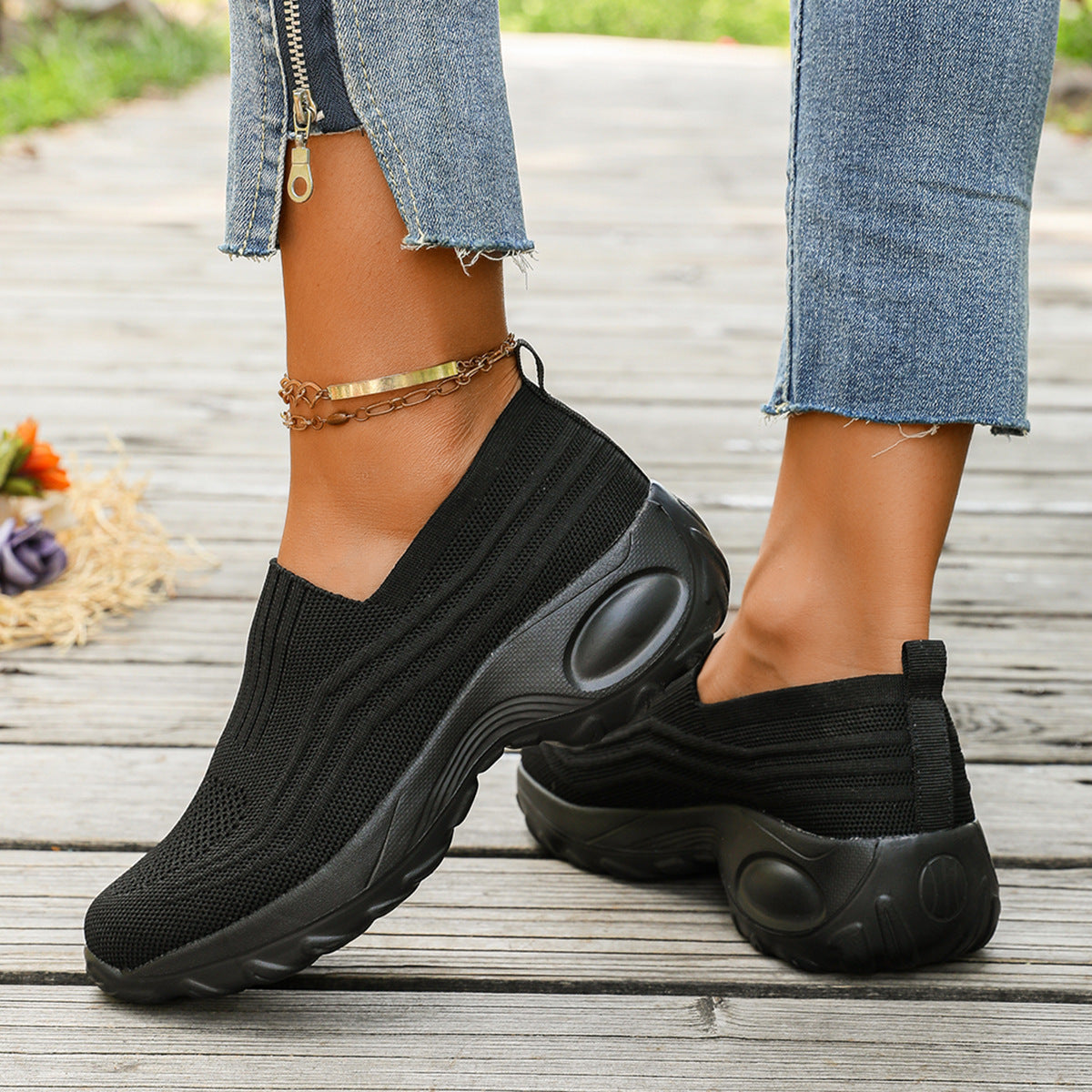 Kvinnors Sneakers Slip-On Vardaglig Sportig Stil 2