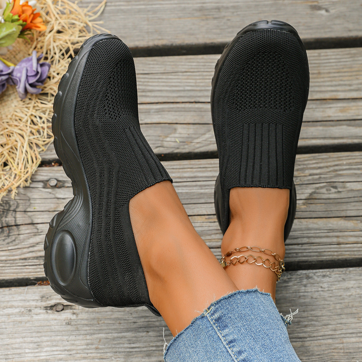 Kvinnors Sneakers Slip-On Vardaglig Sportig Stil 3