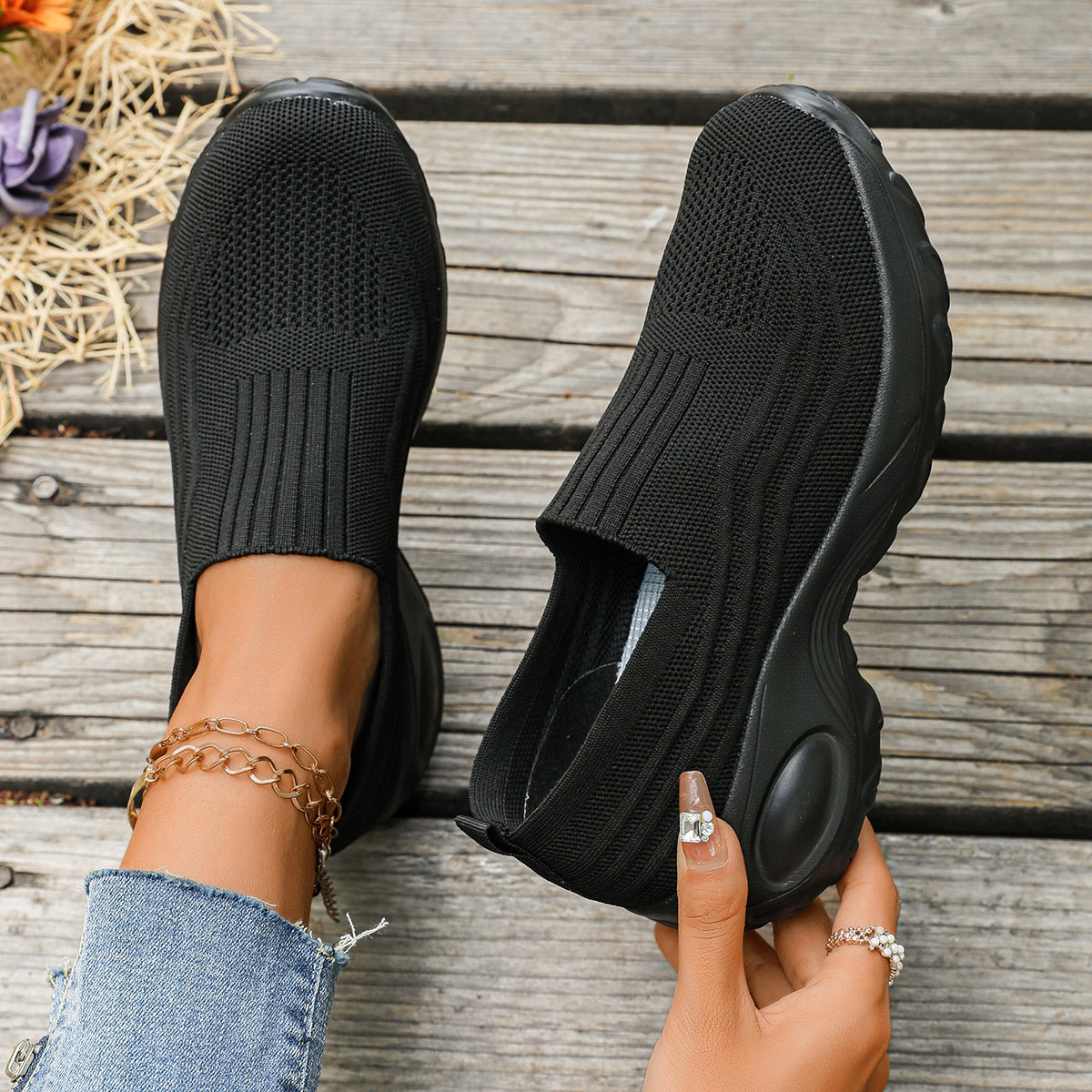 Kvinnors Sneakers Slip-On Vardaglig Sportig Stil 4