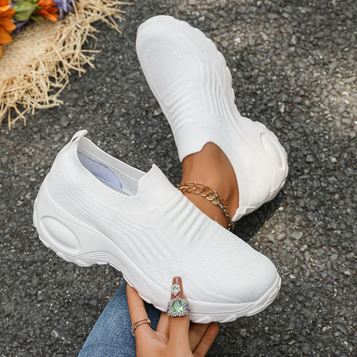 Kvinnors Sneakers Slip-On Vardaglig Sportig Stil 6