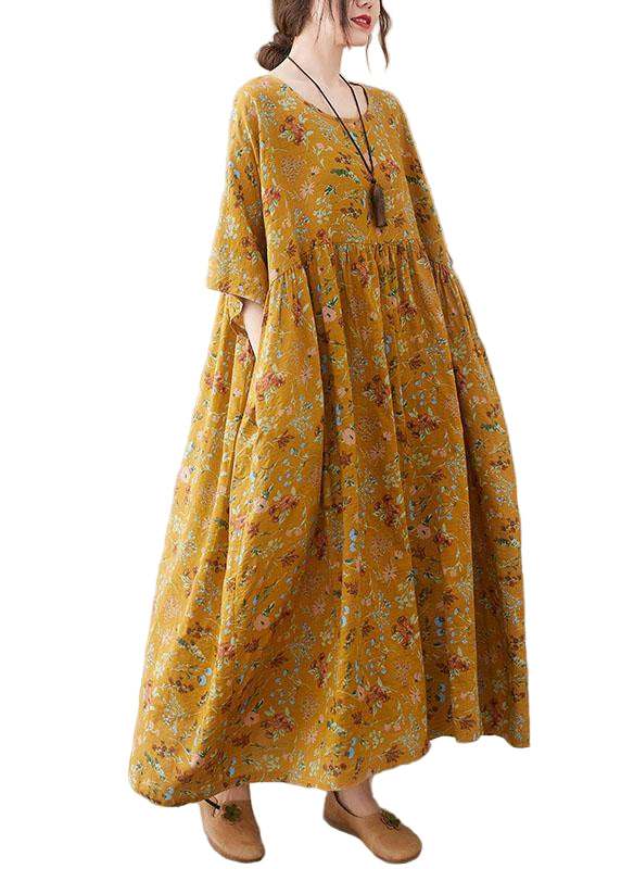 Kvinnors Sommarklänning med O-Hals och Fickor 0