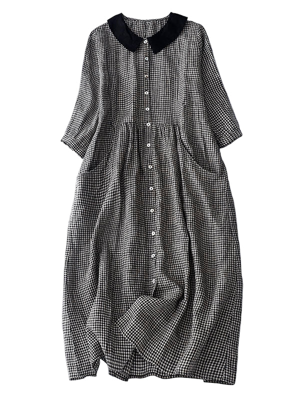 Kvinnors Sommarklänning med Peter Pan Krage och Patchwork 0