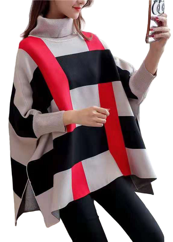 Kvinnors Stickad Blus med Fladdermusärm 0