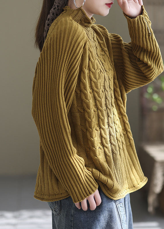 Kvinnors Stickad Tröja med Hög Krage 2