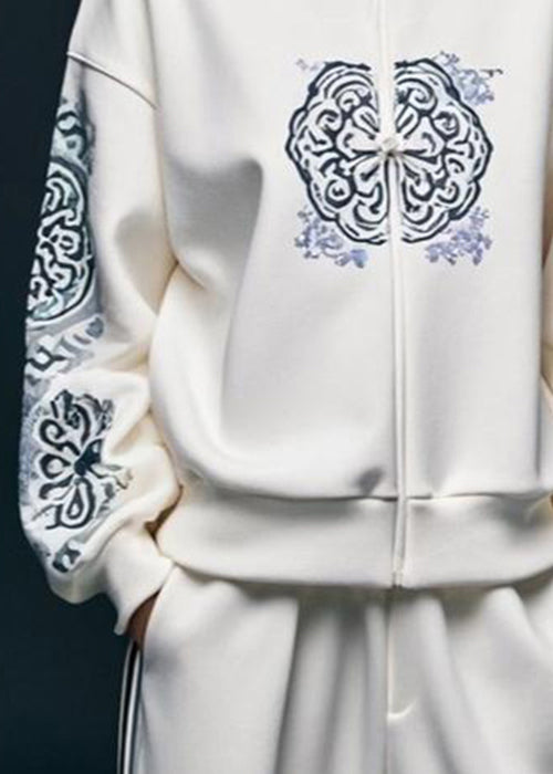 Kvinnors Sweatshirt med Stativkrage och Vitt Tryck 3