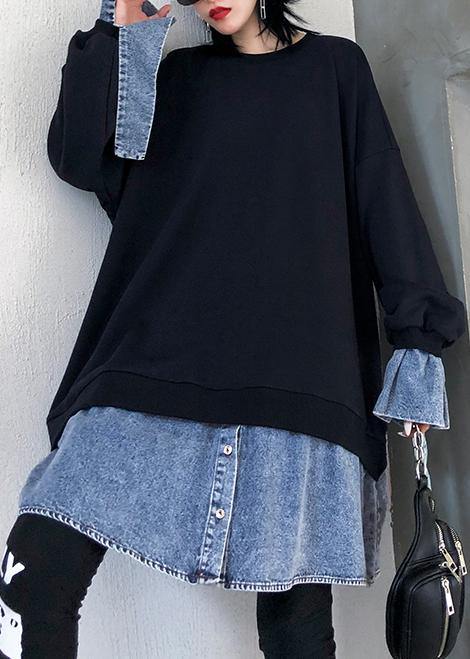 Kvinnors Tunikaklänning med Falsk Tvådelad Stil 0