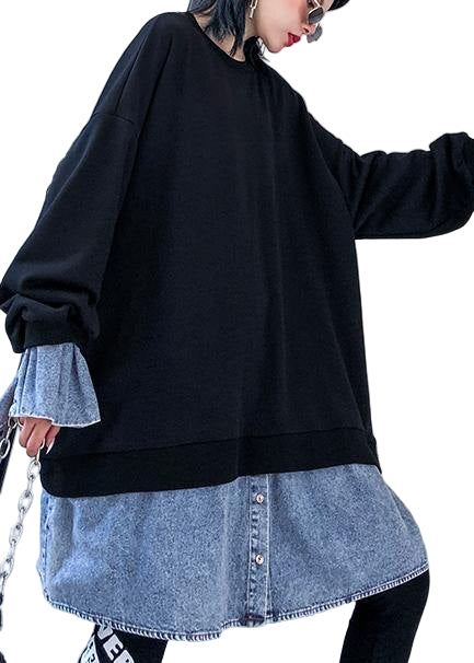 Kvinnors Tunikaklänning med Falsk Tvådelad Stil 1