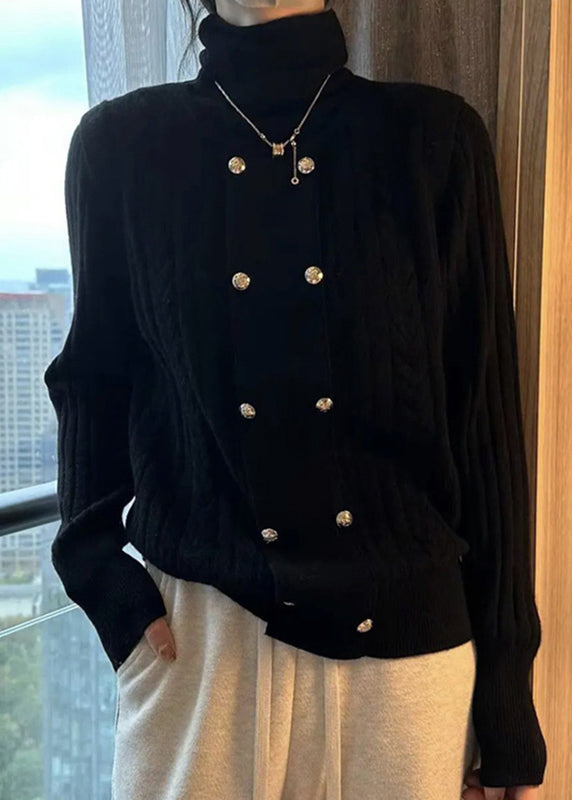 Kvinnors Turtleneck Tröja Patchwork Design 3