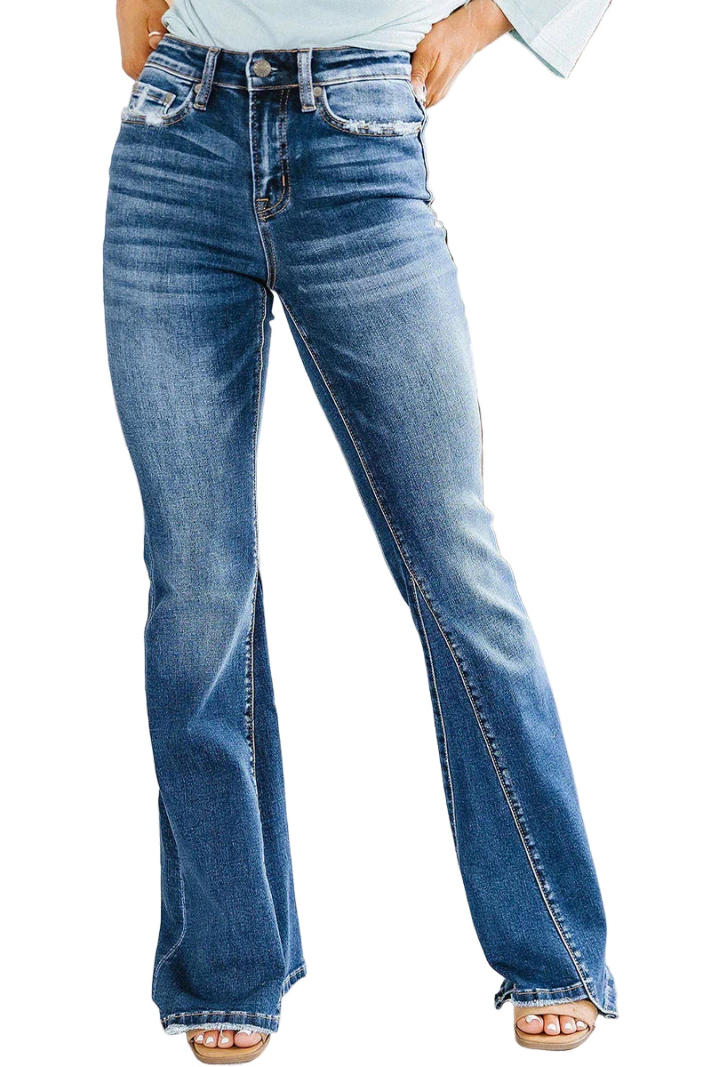 Kvinnors Utsvängda Jeans med Hög Midja 0