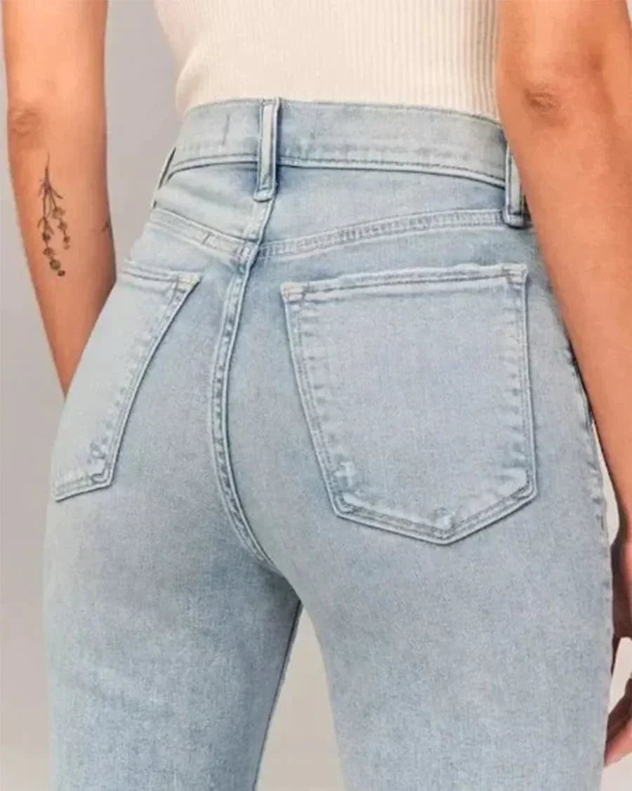 Kvinnors Utsvängda Jeans med Hög Midja 4