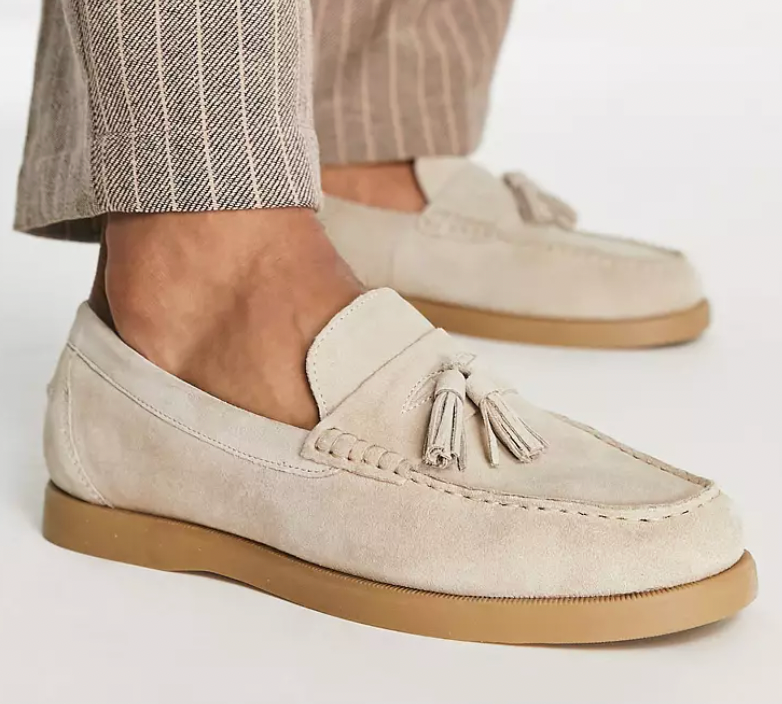 Herr Läderloafers Beige Elegant Stil Högkvalitativt Läder-2