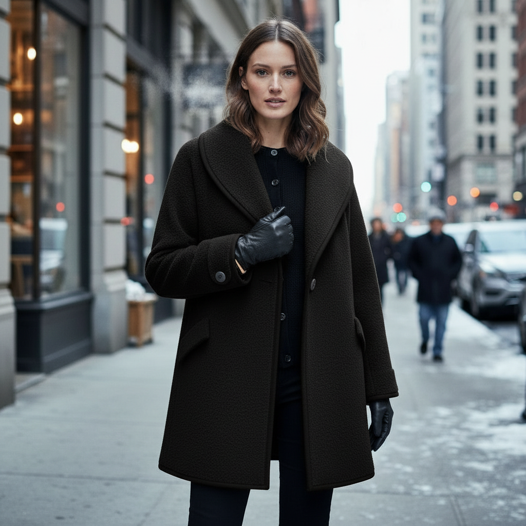 Lång Vinterjacka Dam Isolerad Modern Design 4