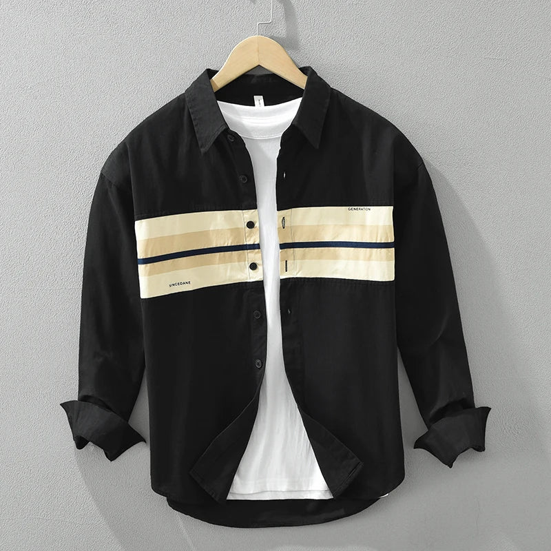 Herrskjorta Lapptäcksstil Relaxed Cotton 1