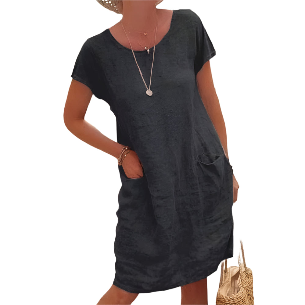 Lindex Dam Klänning Linne Fina Detaljer Klassisk Design 0