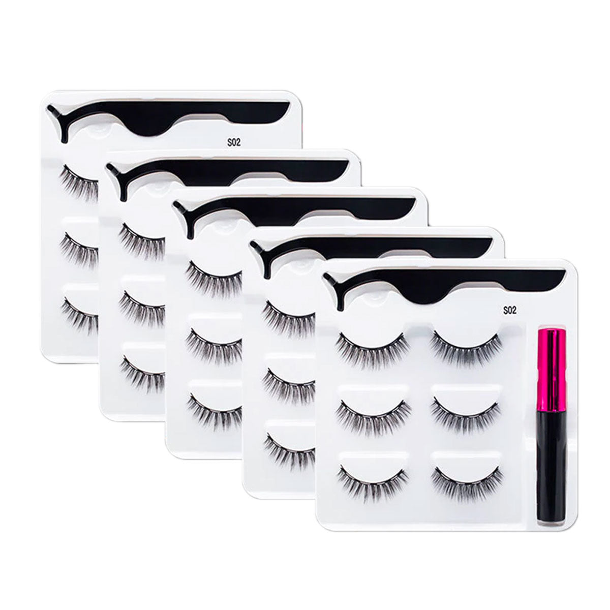 Set med magnetiska falska ögonfransar och eyeliner