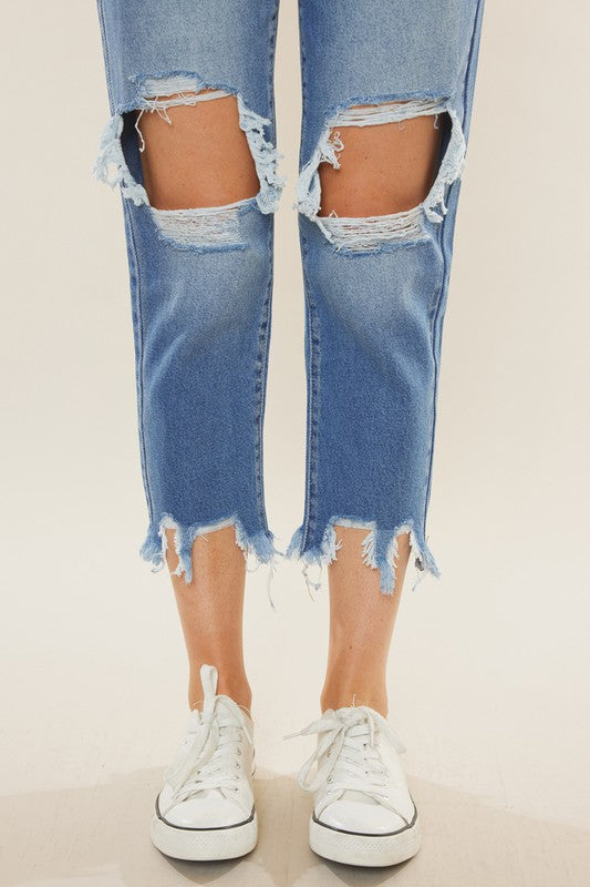 Mamma Jeans Hög Midja Denim Mörk 4