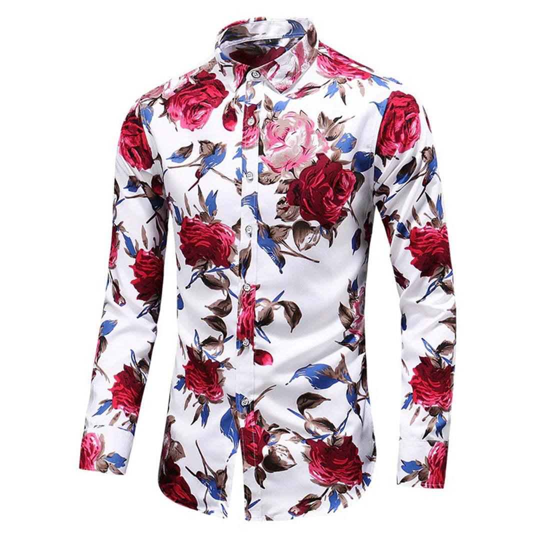 Mäns Blommig Skjorta med Romantisk Design 1