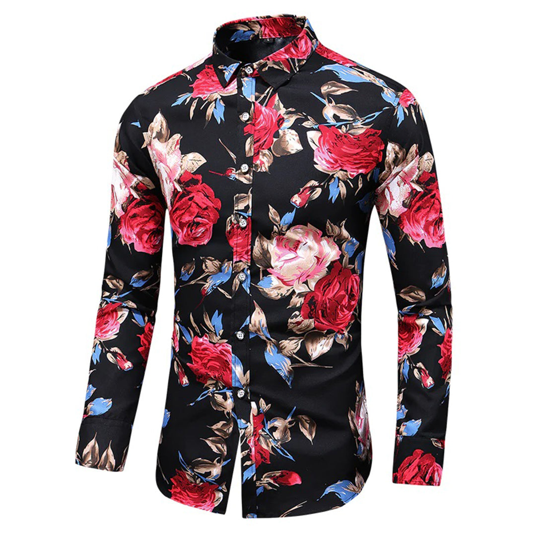 Mäns Blommig Skjorta med Romantisk Design 3