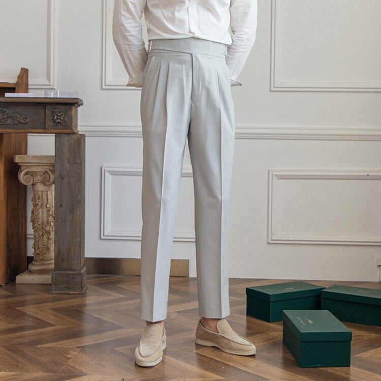 Mäns Byxor Slimmad Med Spänne Modern Stil 1