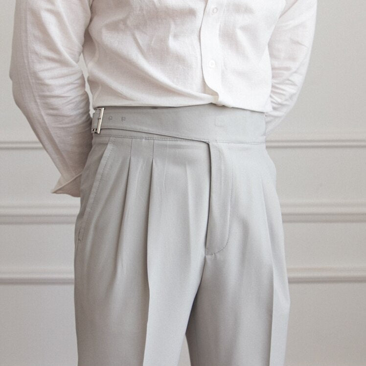 Mäns Byxor Slimmad Med Spänne Modern Stil 2