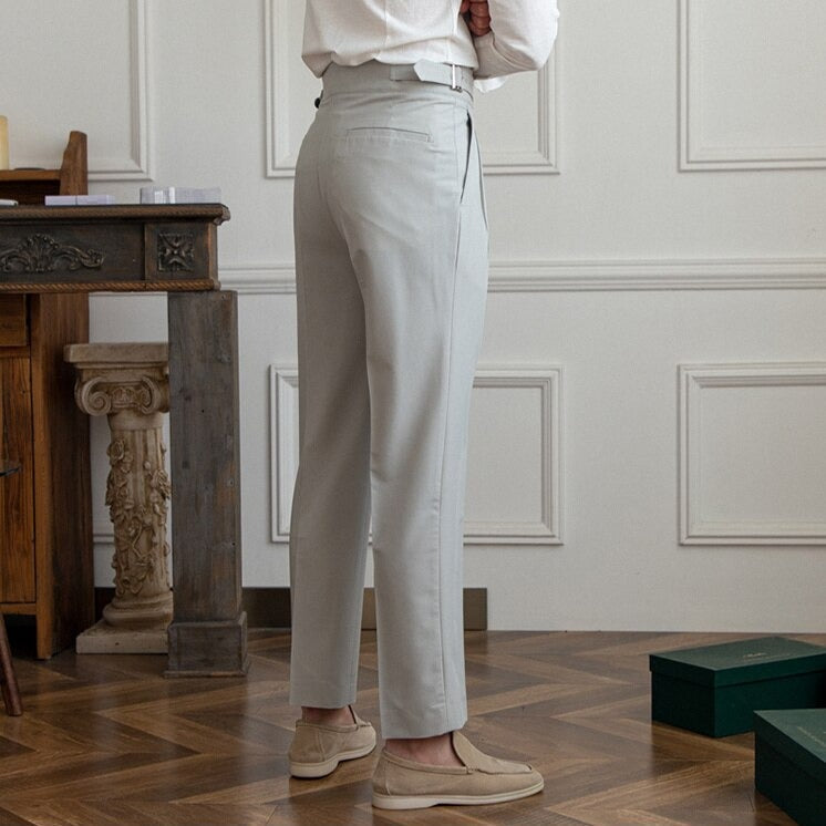 Mäns Byxor Slimmad Med Spänne Modern Stil 3