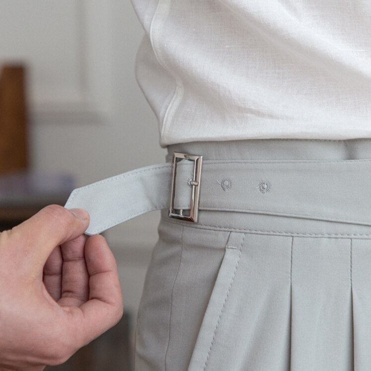 Mäns Byxor Slimmad Med Spänne Modern Stil 4