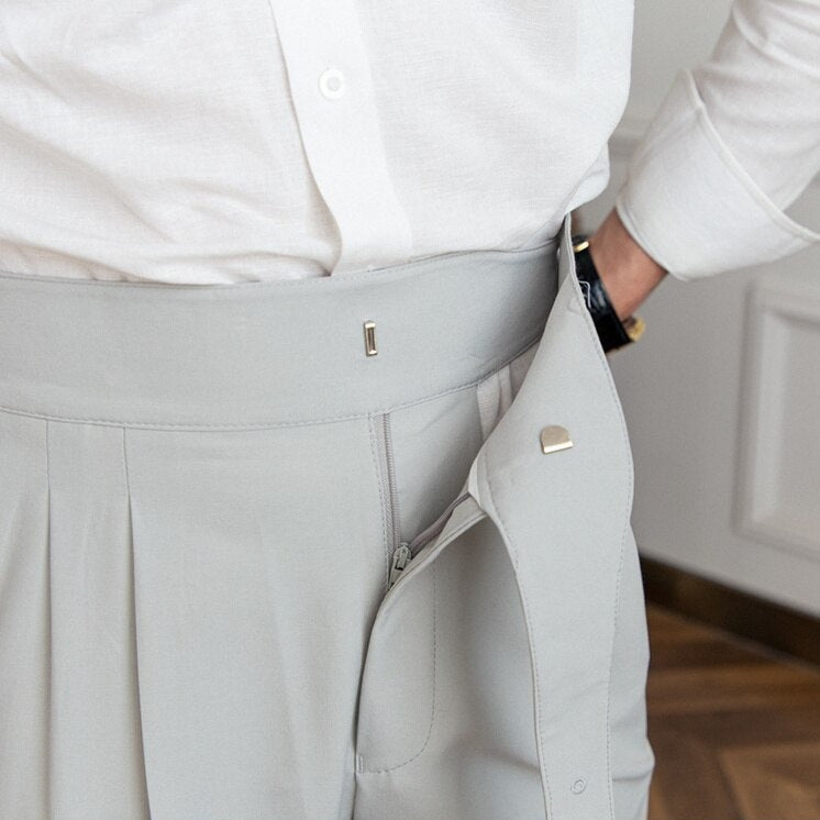 Mäns Byxor Slimmad Med Spänne Modern Stil 6