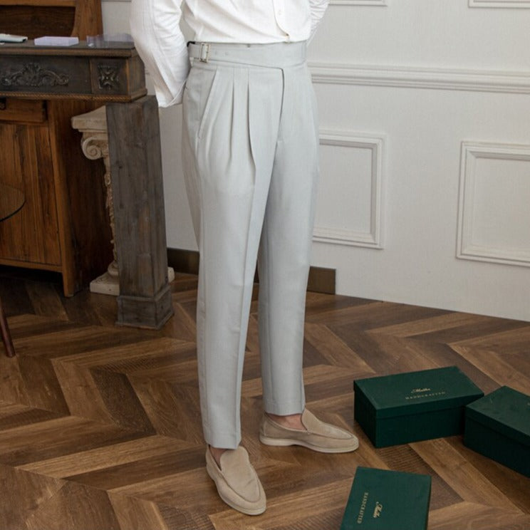 Mäns Byxor Slimmad Med Spänne Modern Stil 7