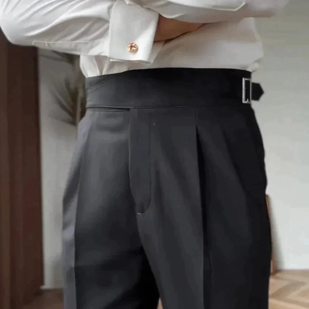 Mäns Byxor Slimmad Med Spänne Modern Stil 8