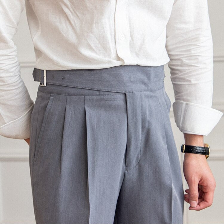 Mäns Byxor Slimmad Med Spänne Modern Stil 9