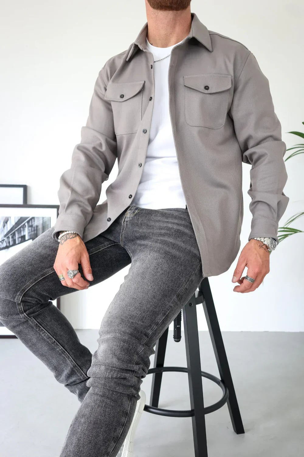 Mäns Casual Overshirt Modern Passform 1