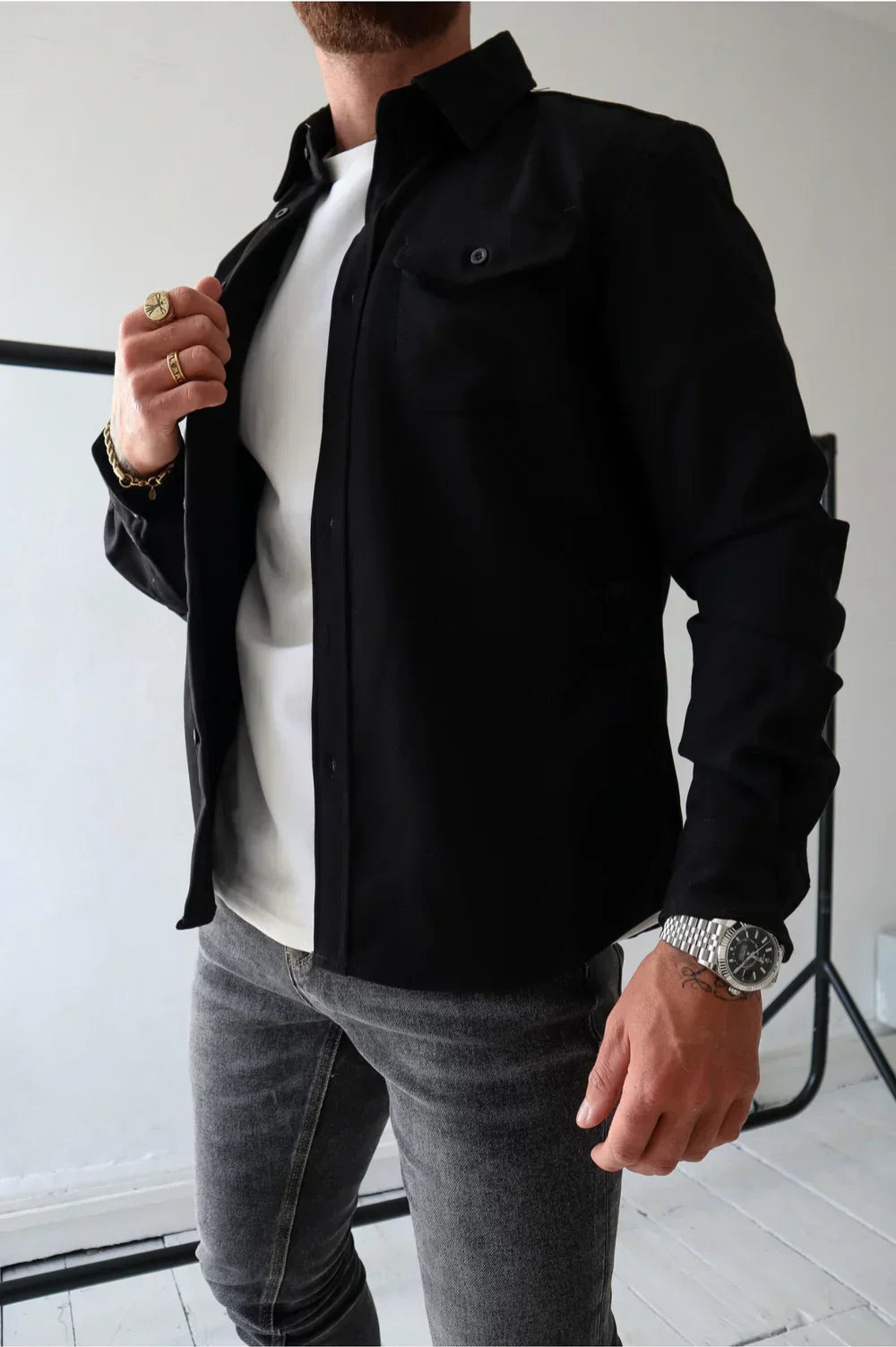 Mäns Casual Overshirt Modern Passform 3