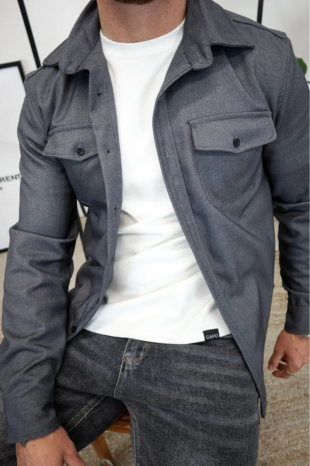 Mäns Casual Overshirt Modern Passform 4